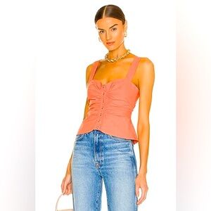 ALC Lilah Coral Snap-Front Ruched Top